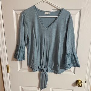 Women's Blue V-Neck Top